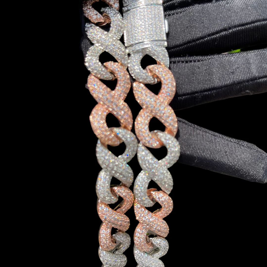 20MM Two Tone Infinity Iced Out Diamond Necklace Chain - Image 6