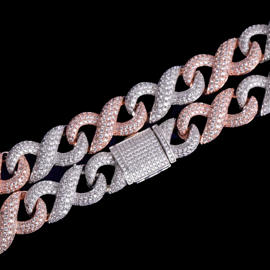 20MM Two Tone Infinity Iced Out Diamond Necklace Chain - Image 7