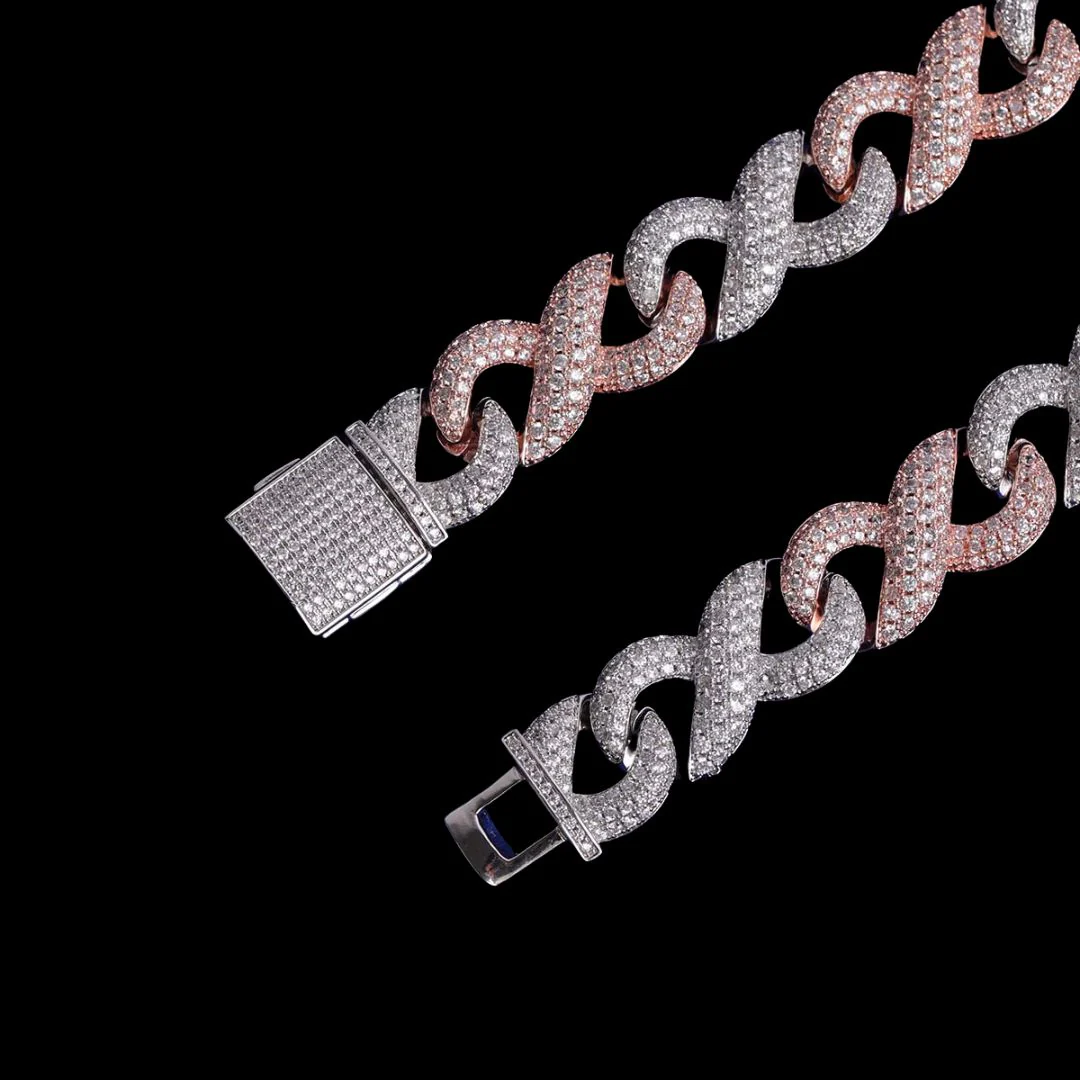20MM Two Tone Infinity Iced Out Diamond Necklace Chain - Image 8