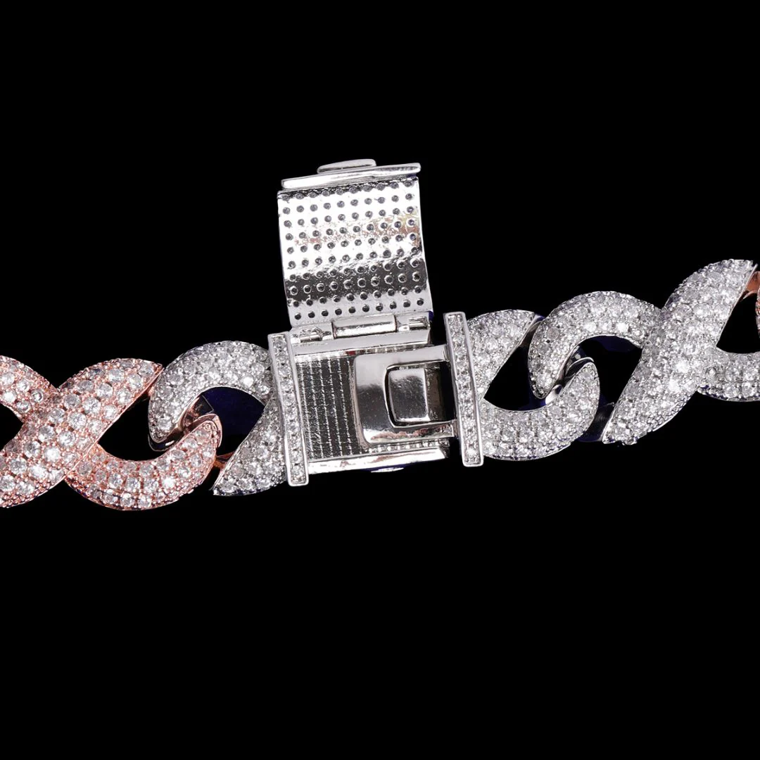 20MM Two Tone Infinity Iced Out Diamond Necklace Chain - Image 9