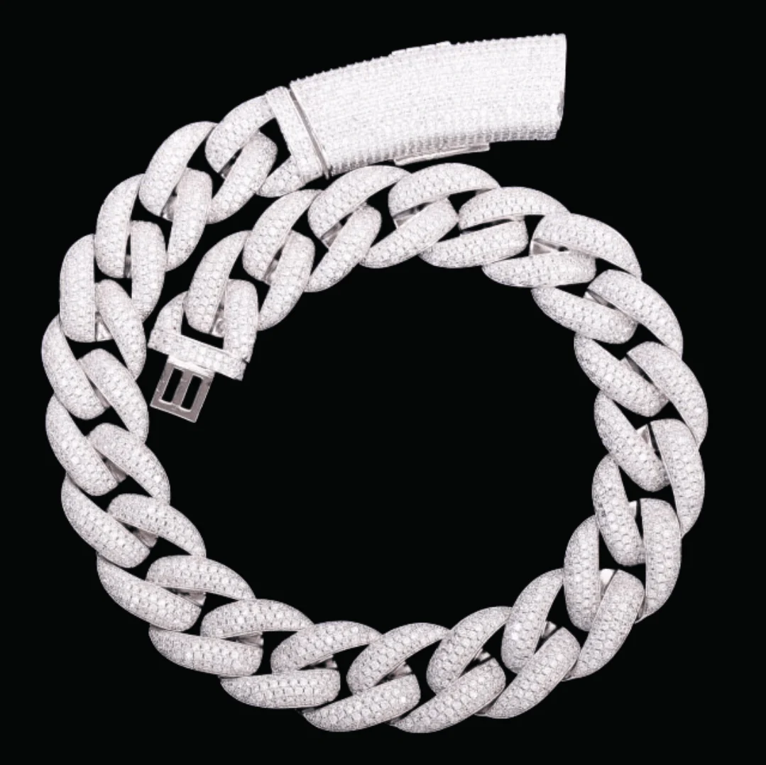 20MM VVS Miami Cuban Iced Out Diamond Necklace Bracelet Set - Image 3