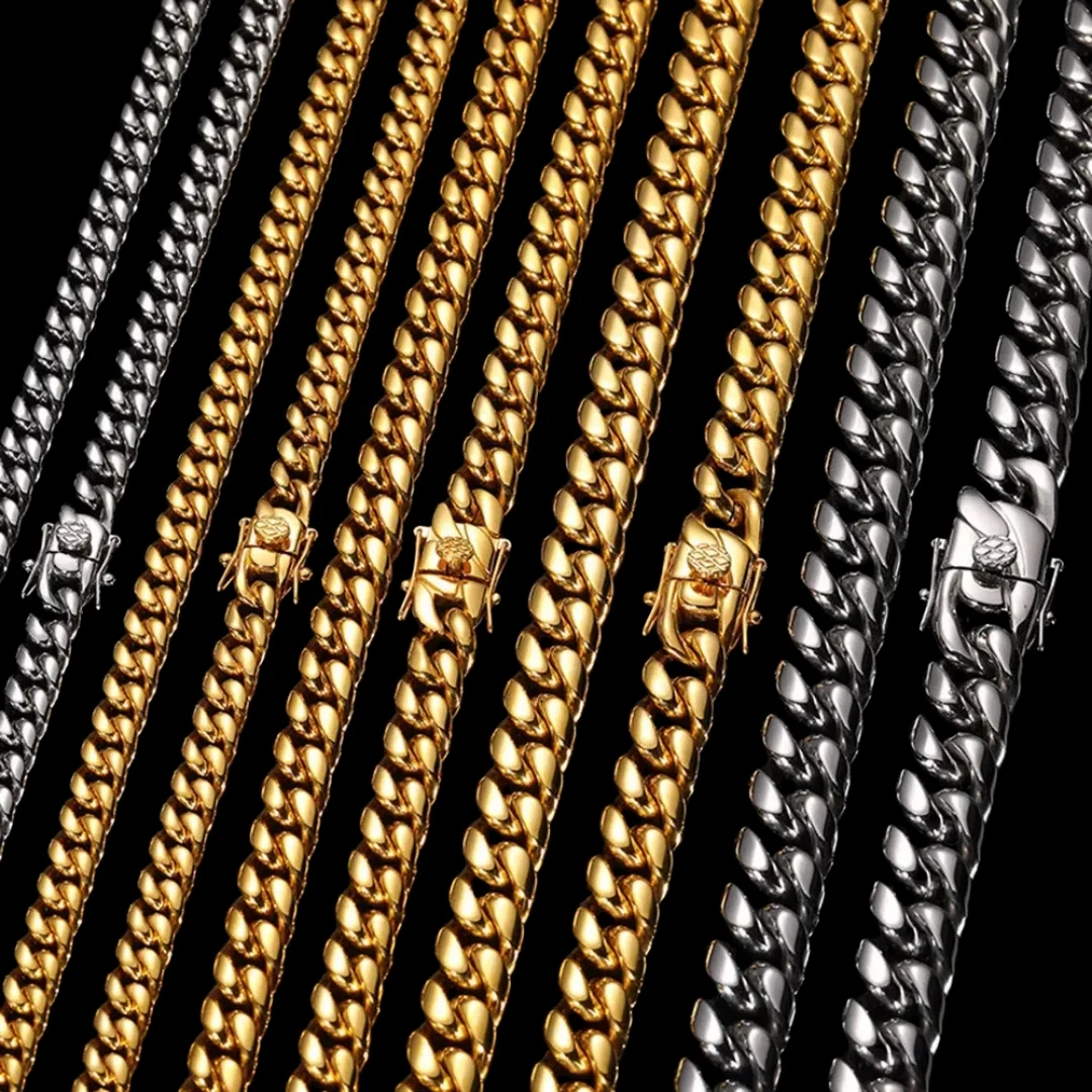 6MM-20MM Push Button Lock Clasp Luxury Stainless Steel Necklace Chain - Image 3