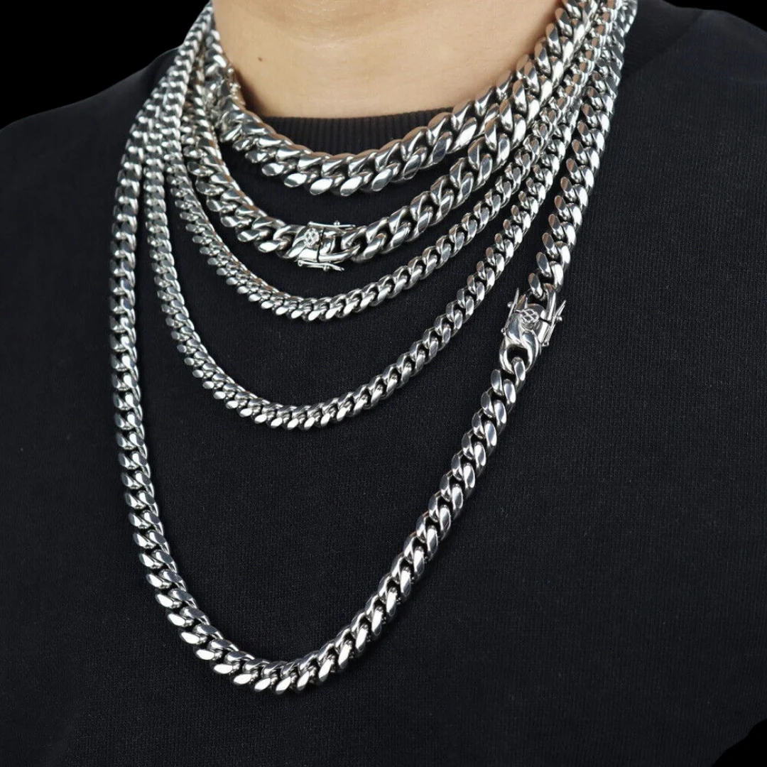 6MM-20MM Push Button Lock Clasp Luxury Stainless Steel Necklace Chain - Image 8