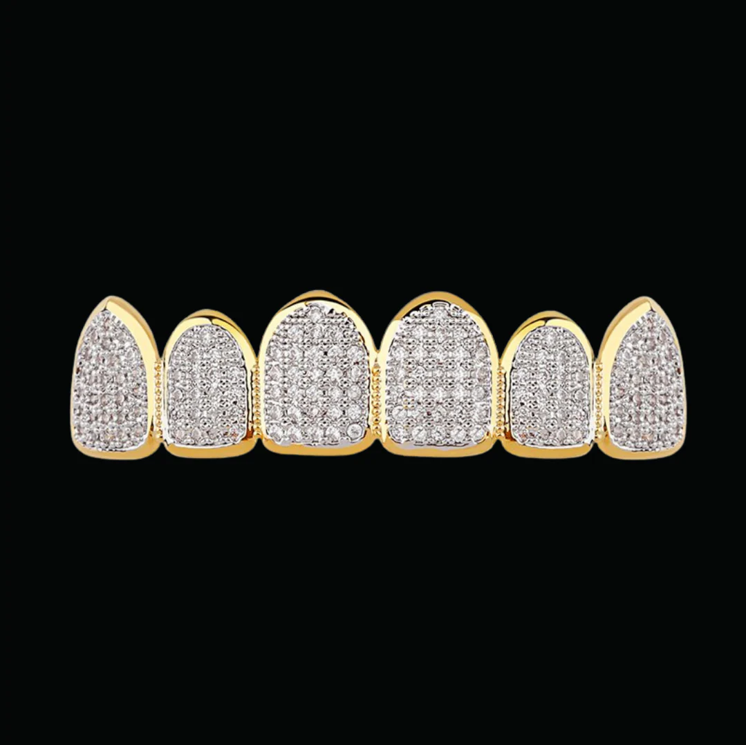 6 Top and Bottom Iced Out Diamond Grillz - Image 5