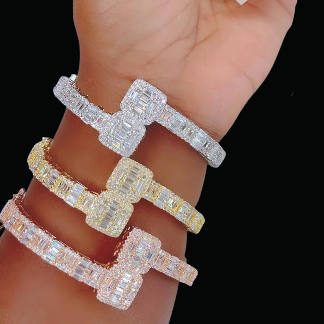 7MM Openable Square Baguette Iced Out Diamond Bracelet - Image 5