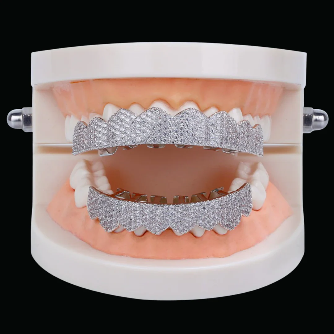 8 Teeth Fang Mouth Iced Out Diamond Grillz - Image 10