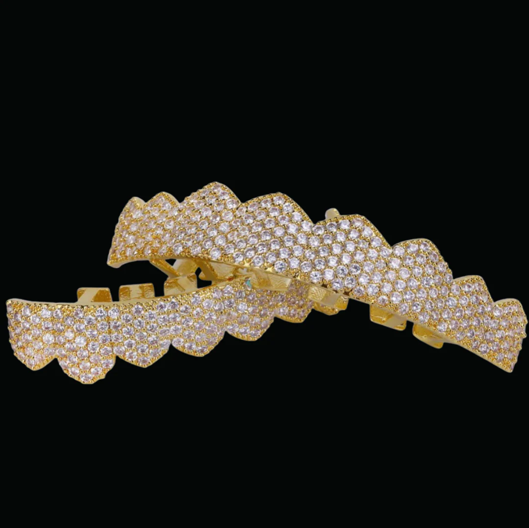 8 Teeth Fang Mouth Iced Out Diamond Grillz - Image 4