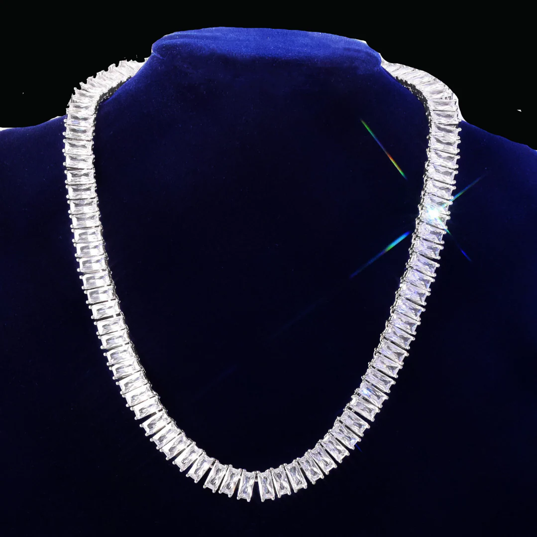 9MM Baguette Link Iced Out Diamond Necklace Chain - Image 4