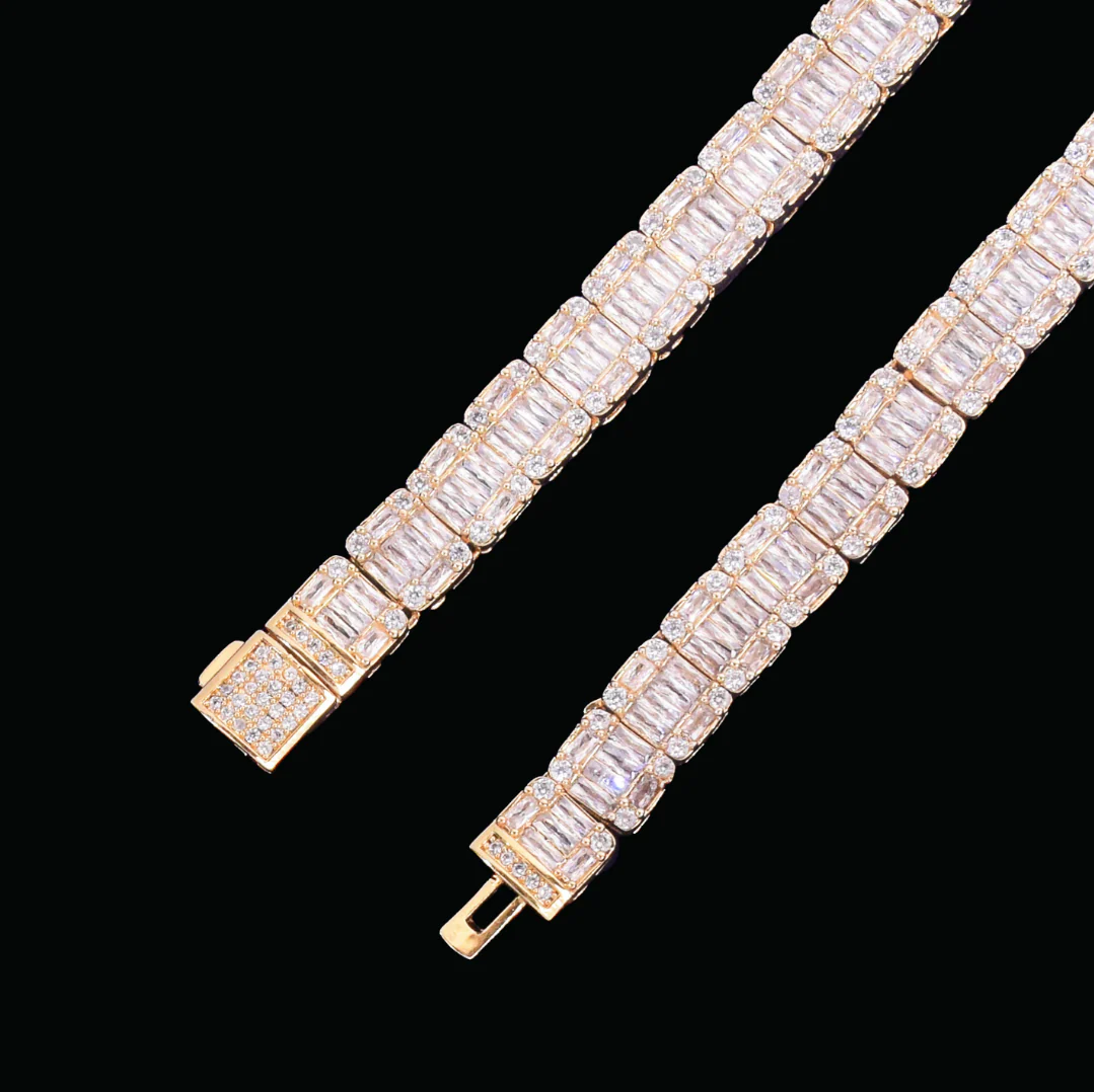 9mm Square Baguette Iced Out Diamond Necklace Chain - Image 3