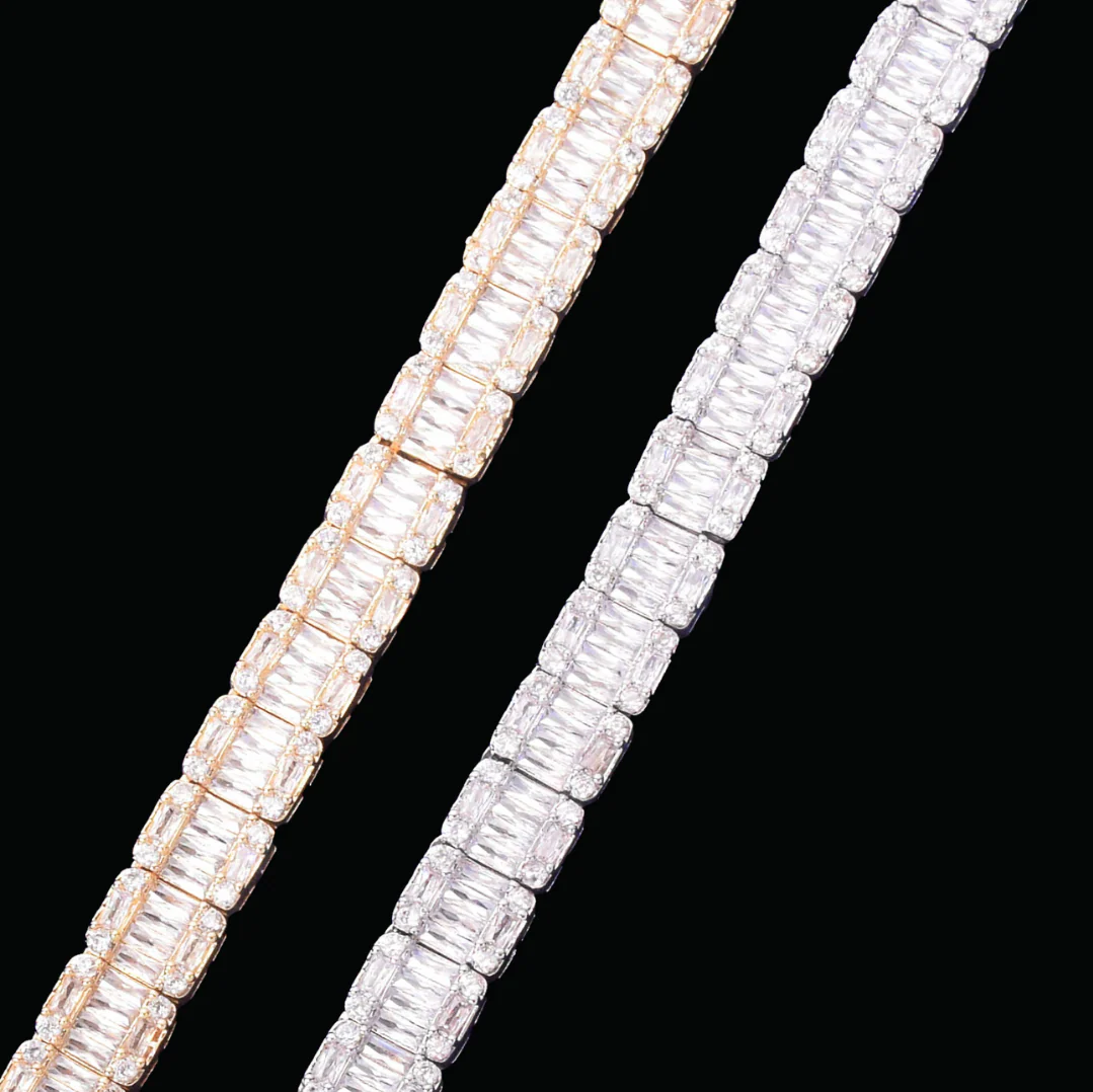 9mm Square Baguette Iced Out Diamond Necklace Chain - Image 4