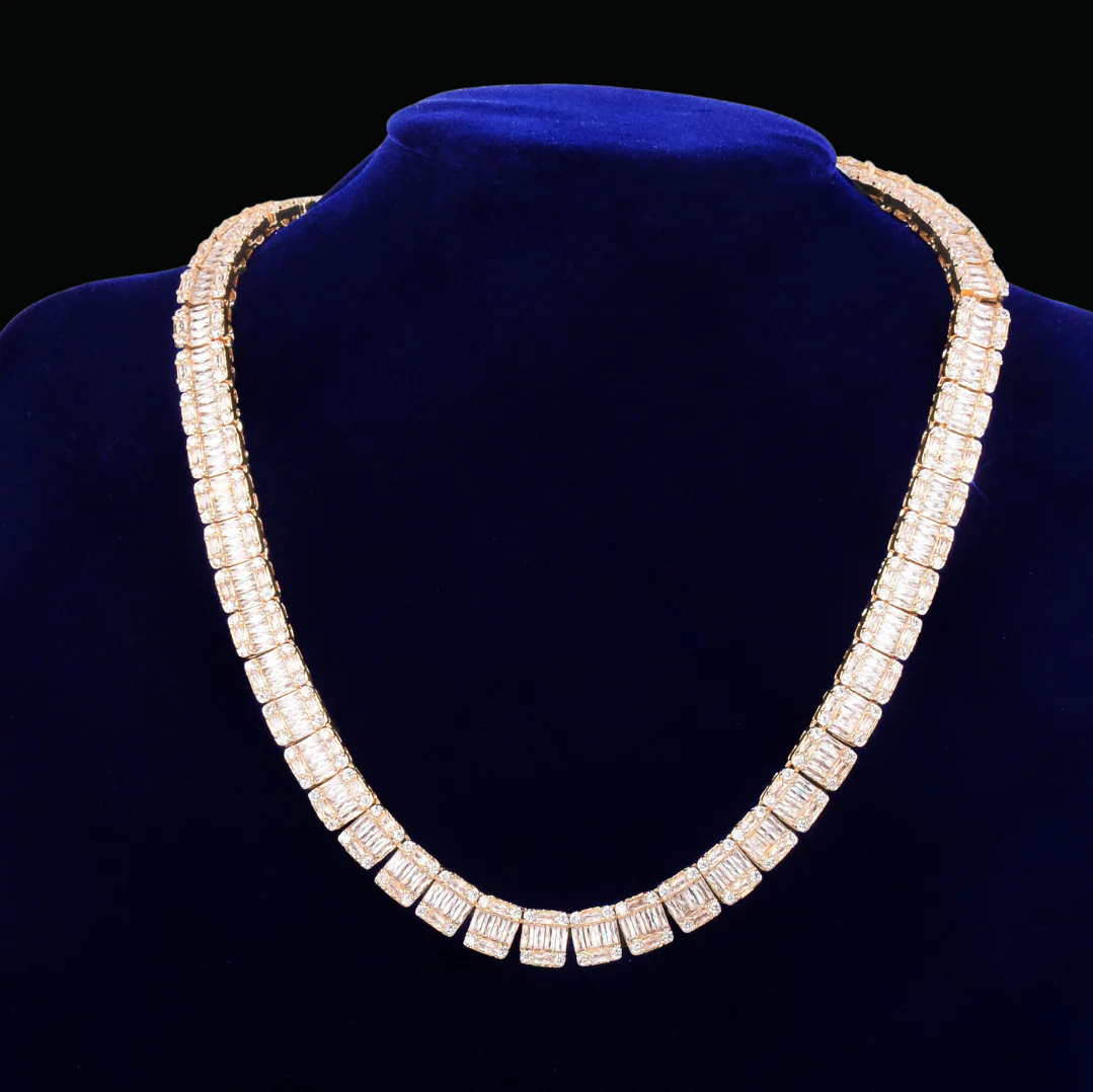 9mm Square Baguette Iced Out Diamond Necklace Chain - Image 5