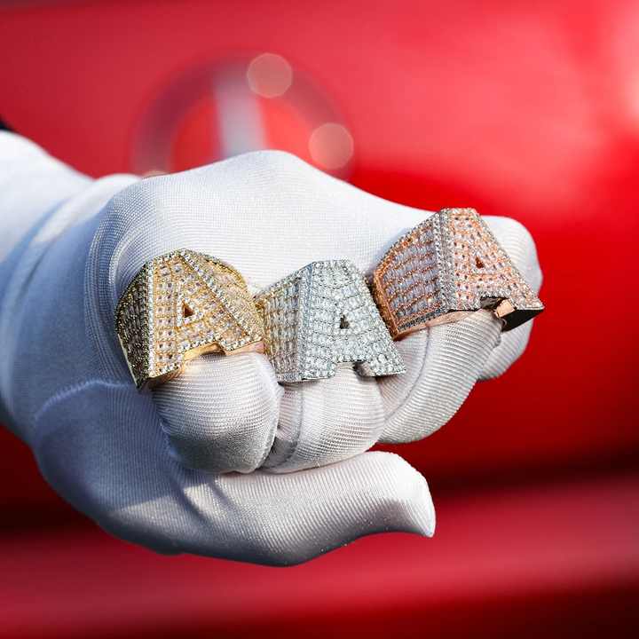 A-Z Fully Loaded Initial Iced Out Diamond Ring - Image 12