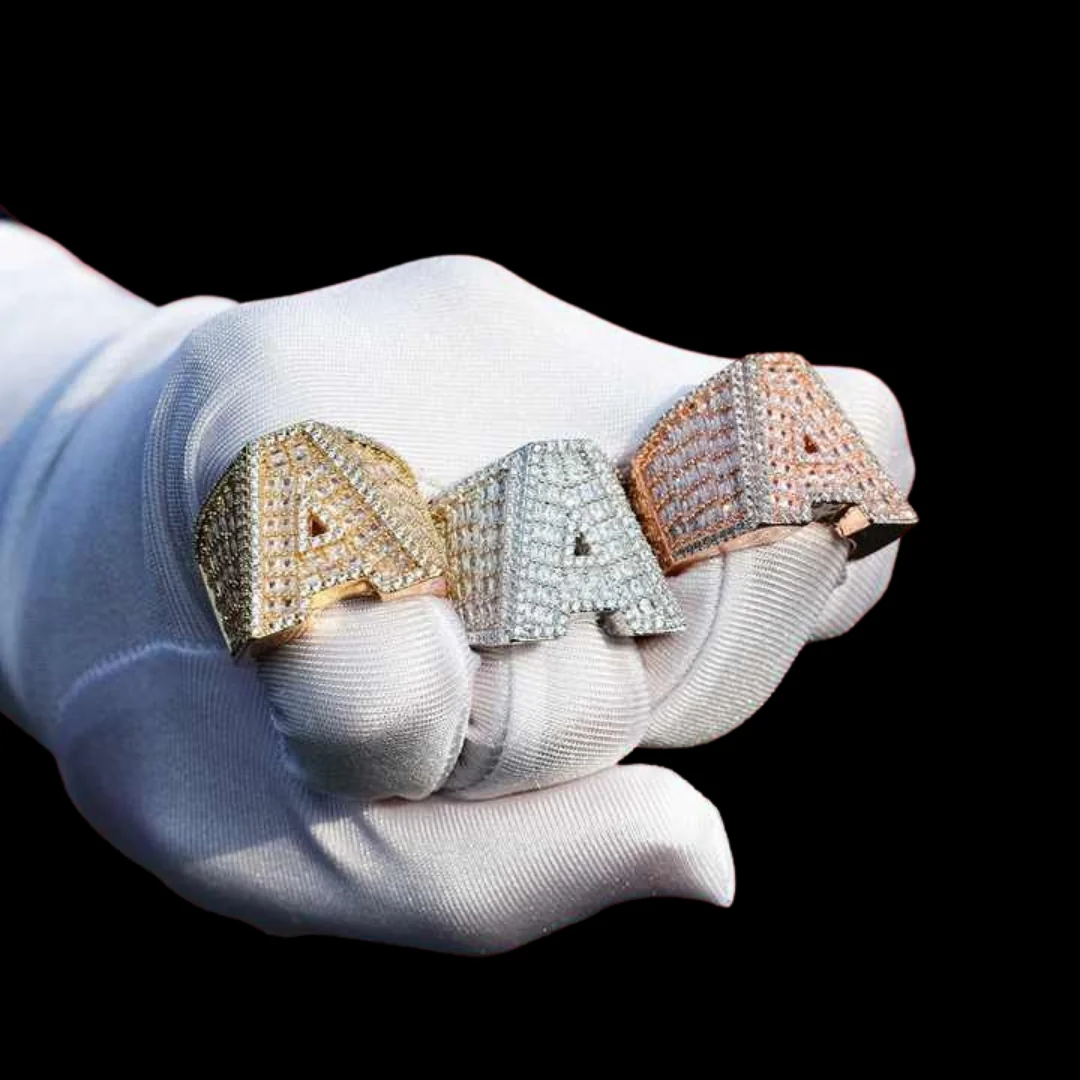 A-Z Fully Loaded Initial Iced Out Diamond Ring - Image 13