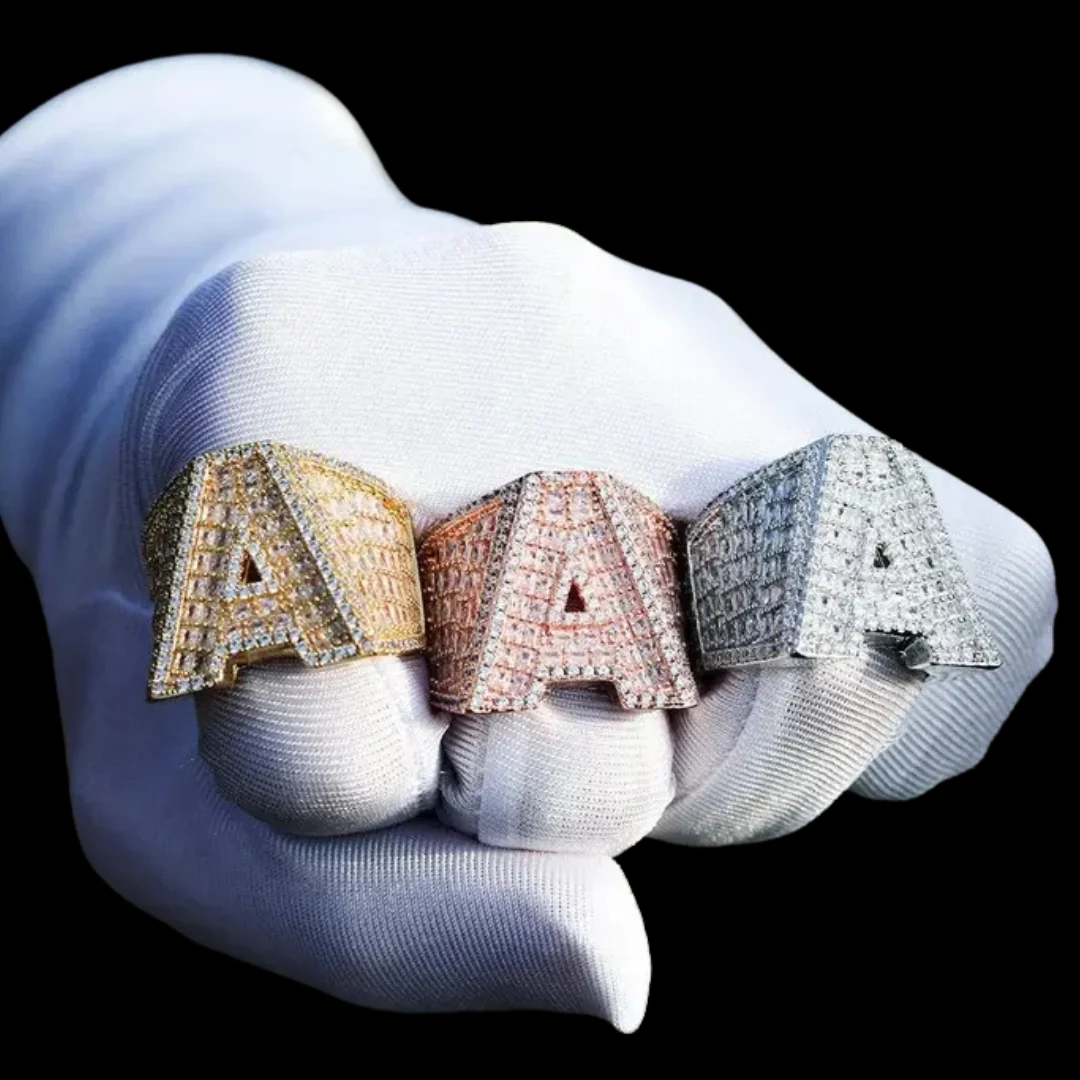 A-Z Fully Loaded Initial Iced Out Diamond Ring - Image 14