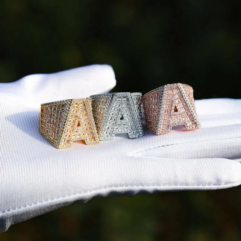 A-Z Fully Loaded Initial Iced Out Diamond Ring - Image 9
