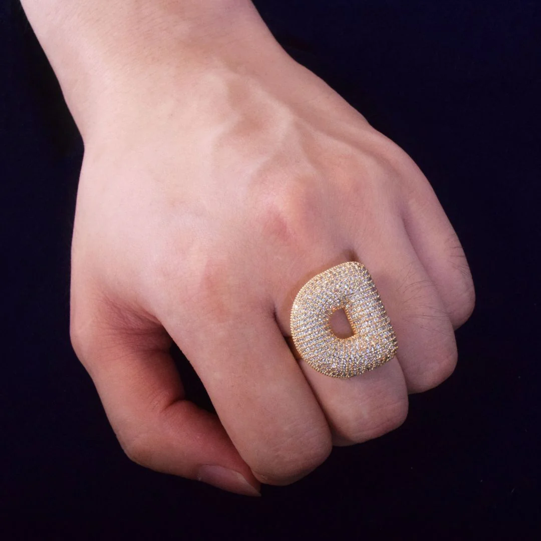 A-Z Initial Custom Letter Iced Out Diamond Ring - Image 3