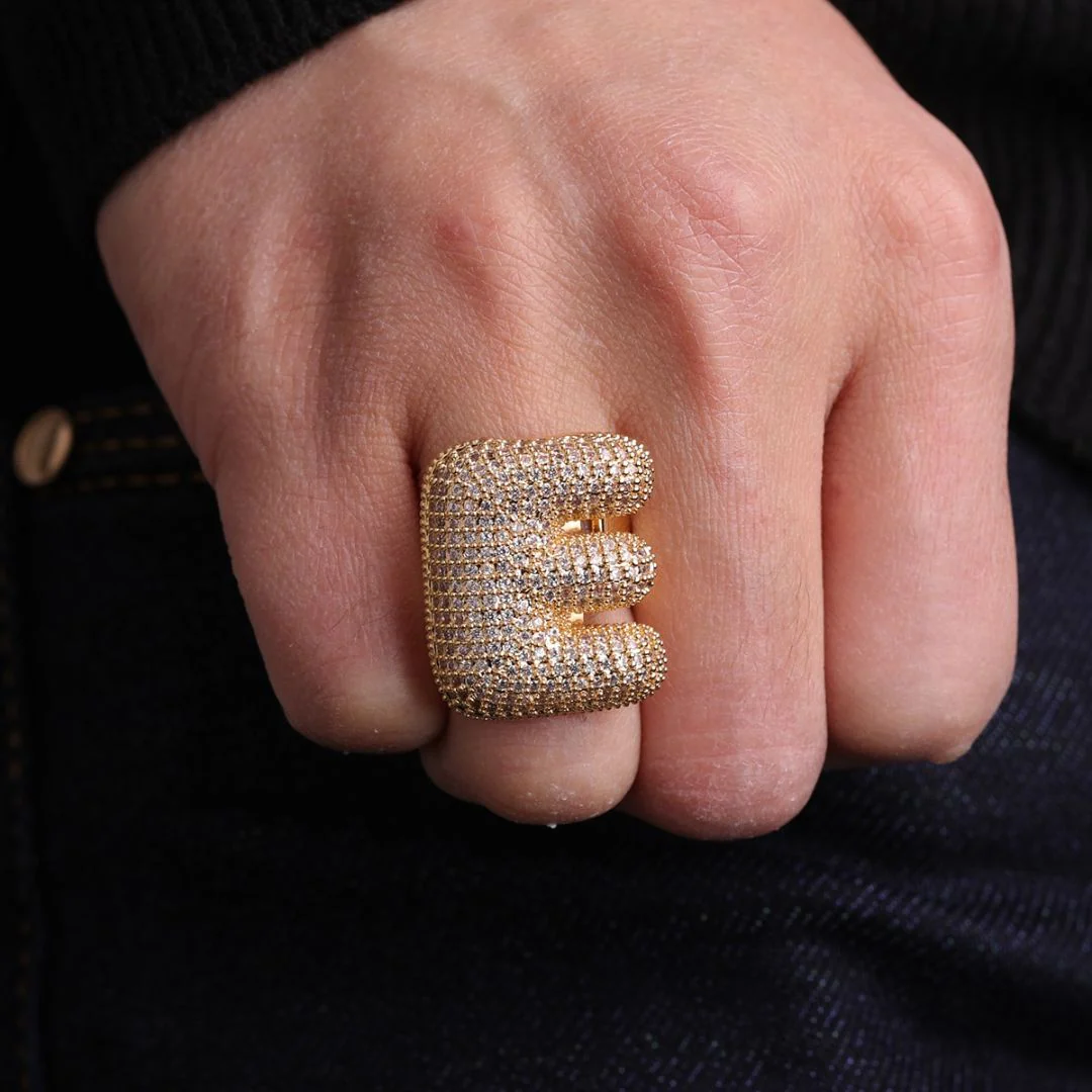 A-Z Initial Custom Letter Iced Out Diamond Ring - Image 4
