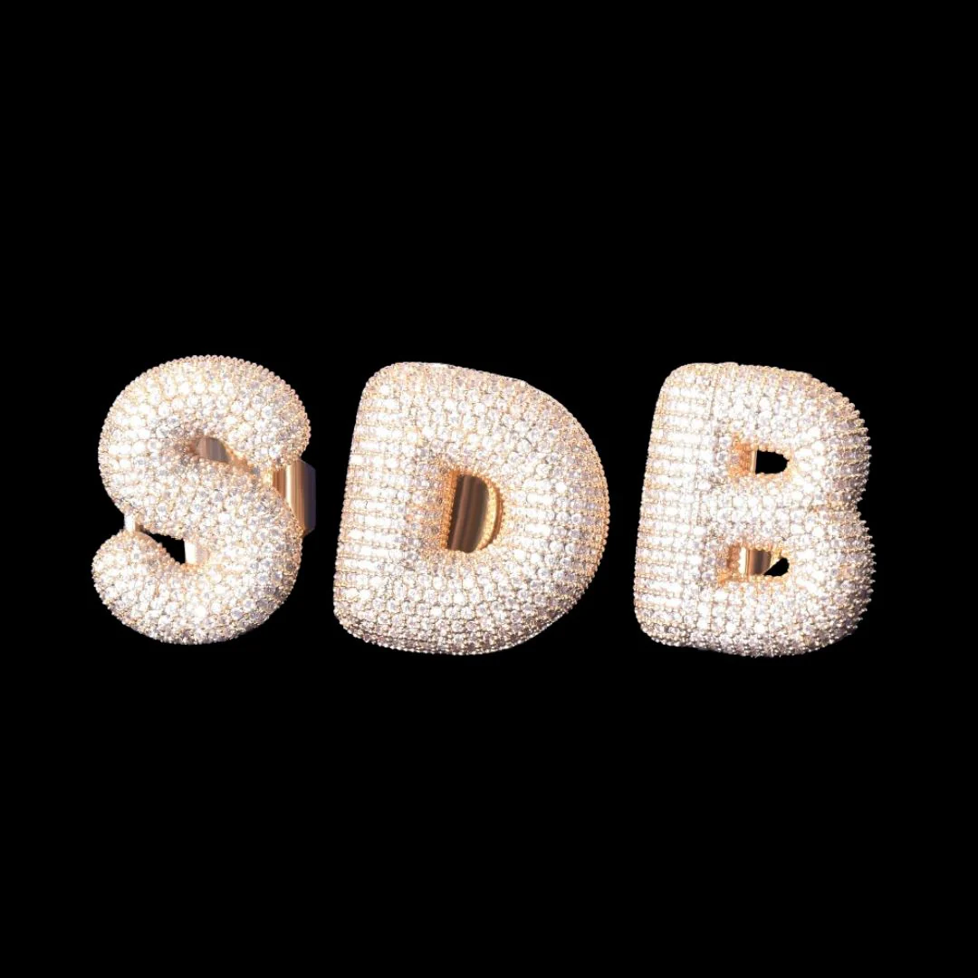 A-Z Initial Custom Letter Iced Out Diamond Ring - Image 8