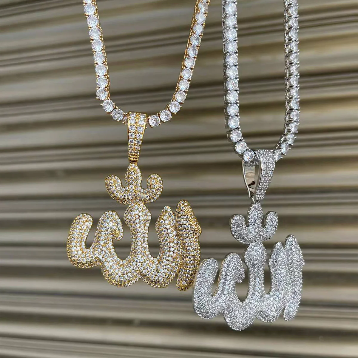 Allah Iced Out Diamond Pendant Necklace - Image 2