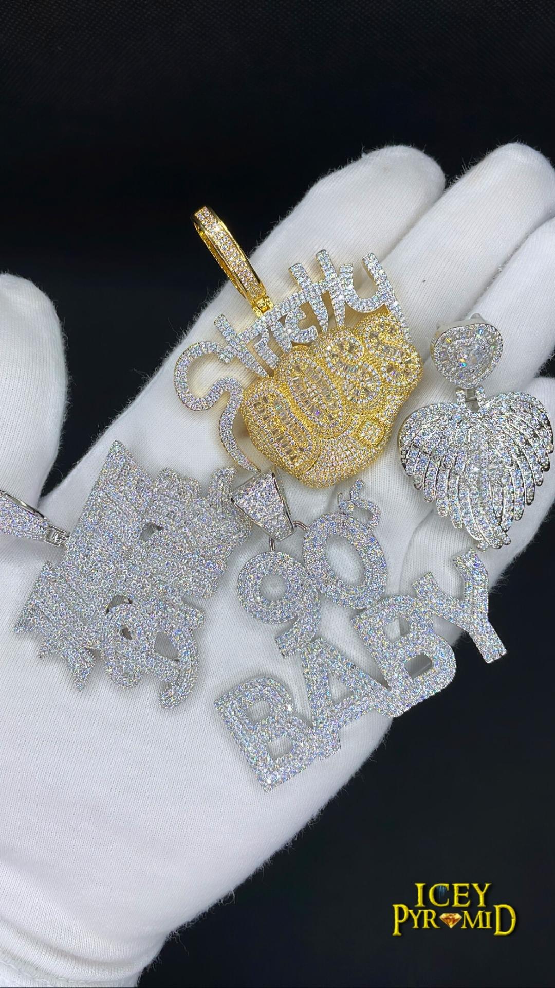 Angel Wings Heart Tennis Iced Out Diamond Pendant Necklace - Image 4