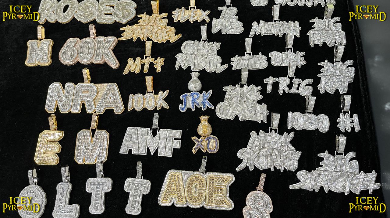 Baguette and Diamond Iced Out Initial Custom Name Necklace Pendant - Image 12