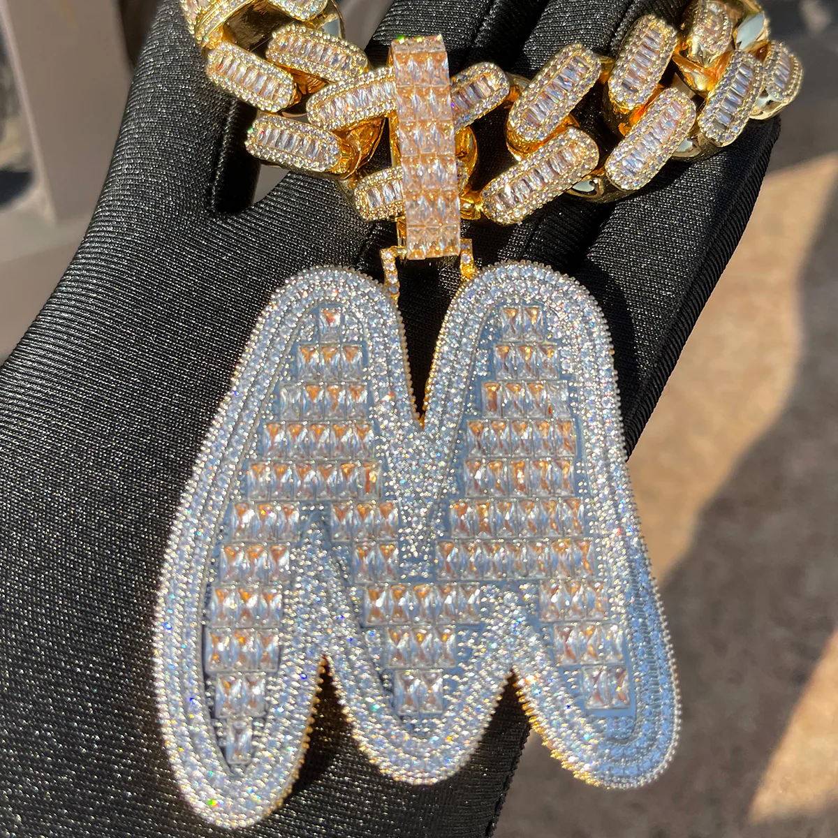 Baguette and Diamond Iced Out Initial Custom Name Necklace Pendant - Image 5