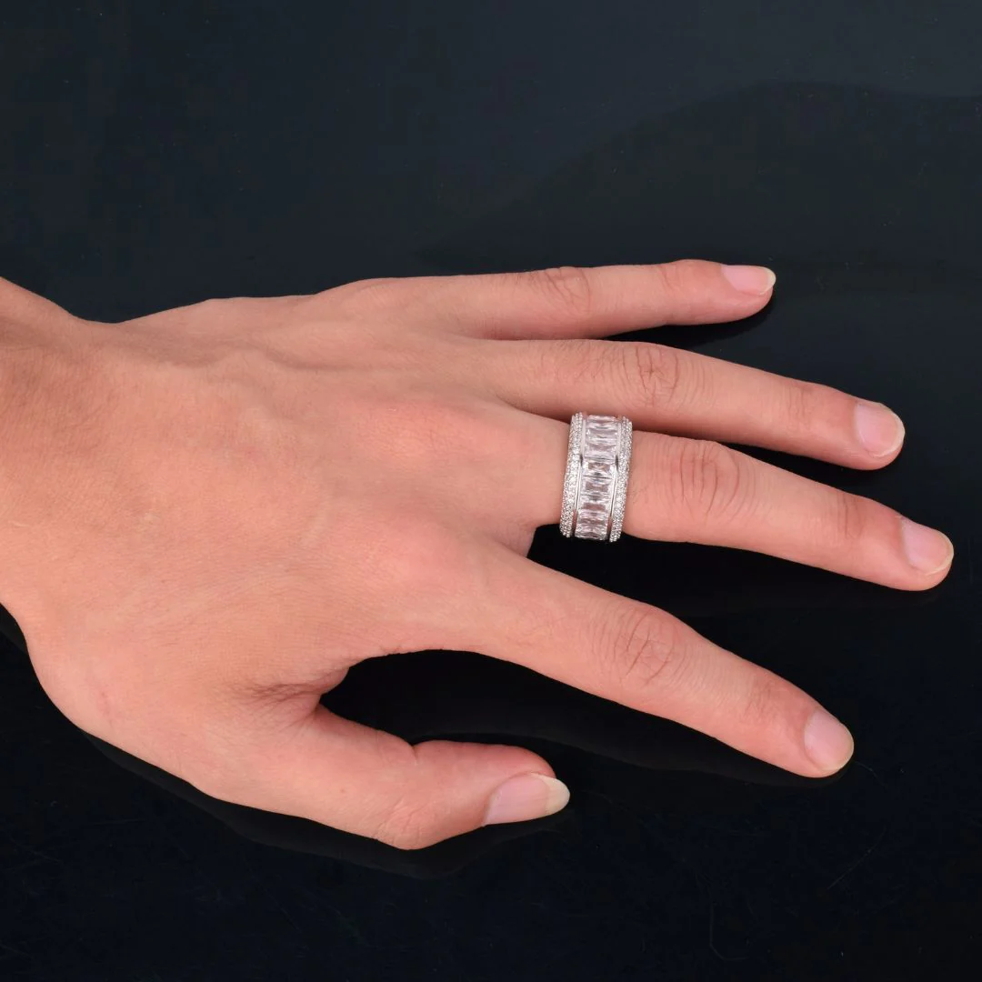 Baguette Cut Iced Out Diamond Ring - Image 8