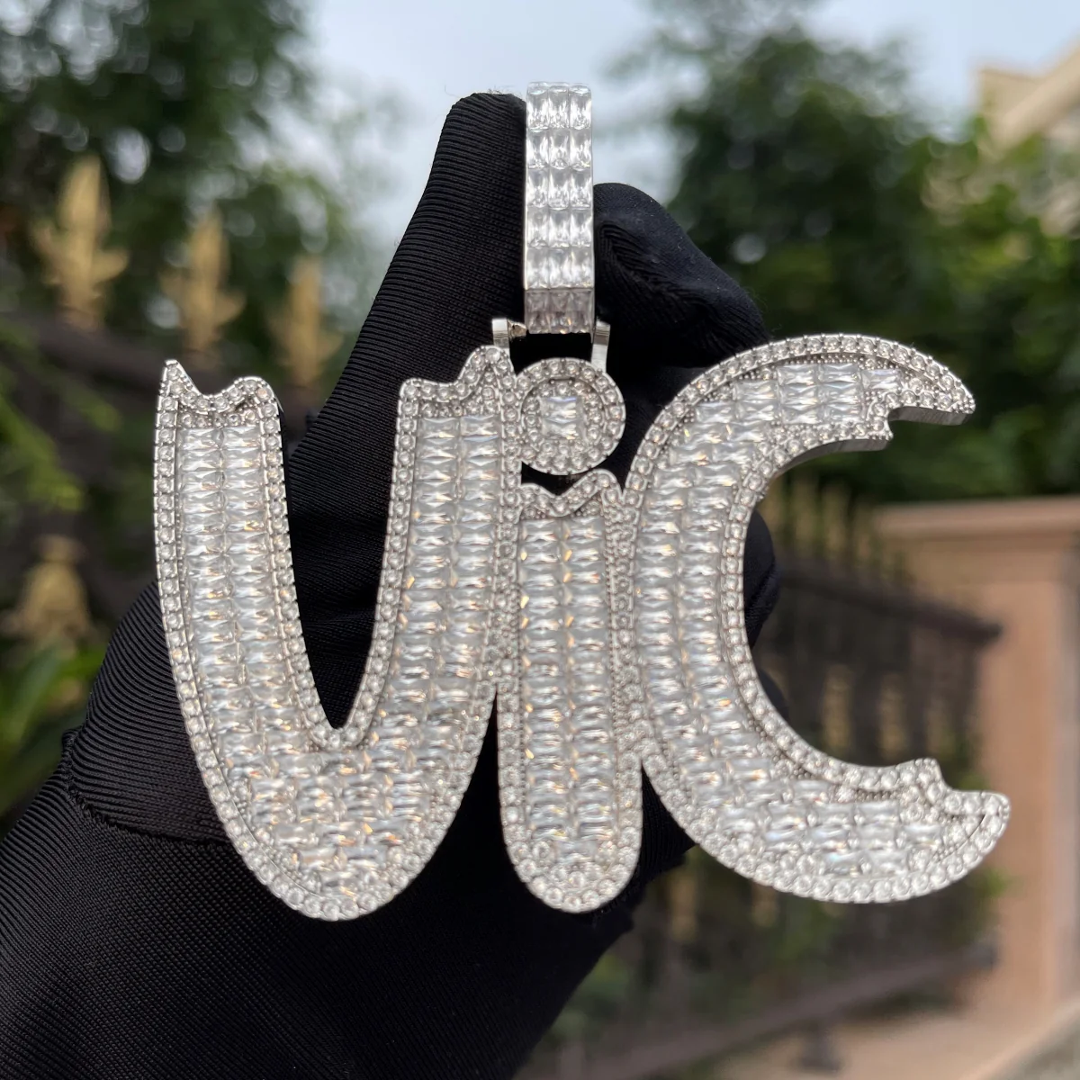 Baguette Impression Iced Out Personalized Custom Name Necklace Pendant - Image 3