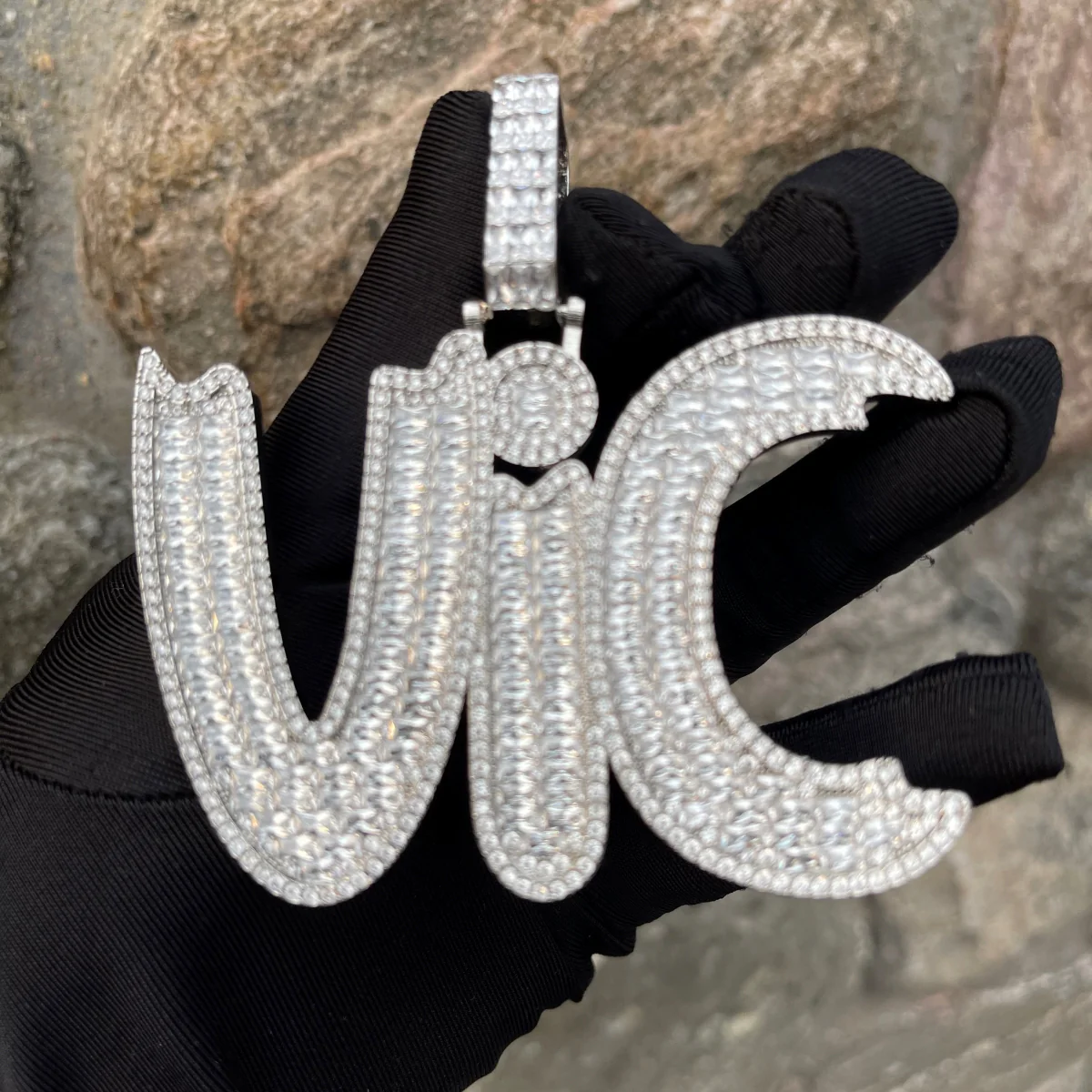 Baguette Impression Iced Out Personalized Custom Name Necklace Pendant - Image 4