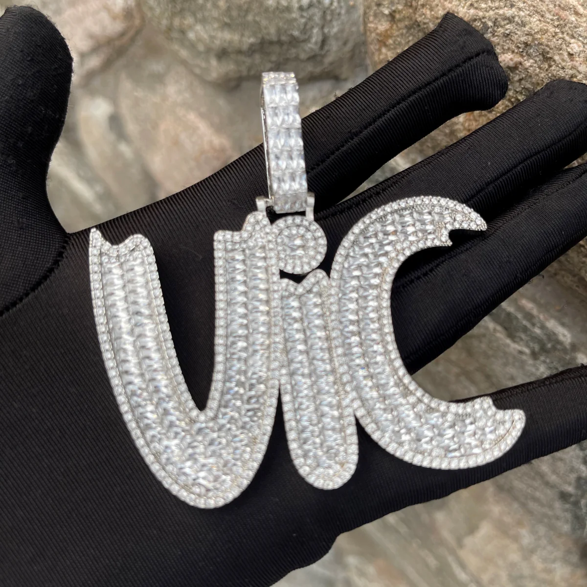 Baguette Impression Iced Out Personalized Custom Name Necklace Pendant - Image 6