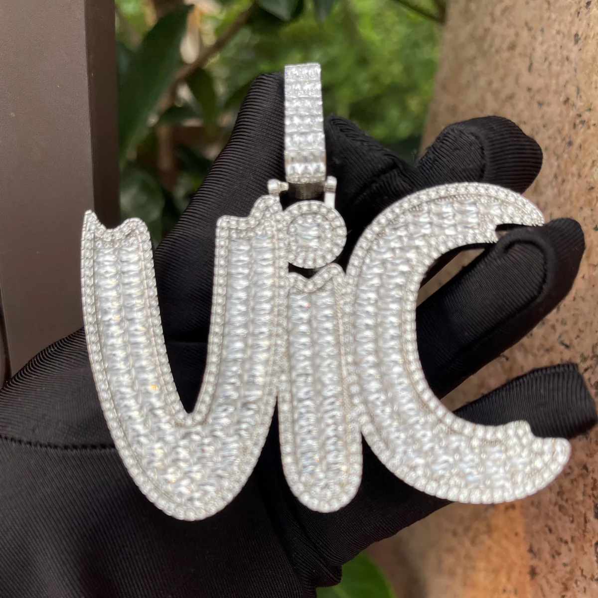 Baguette Impression Iced Out Personalized Custom Name Necklace Pendant - Image 7