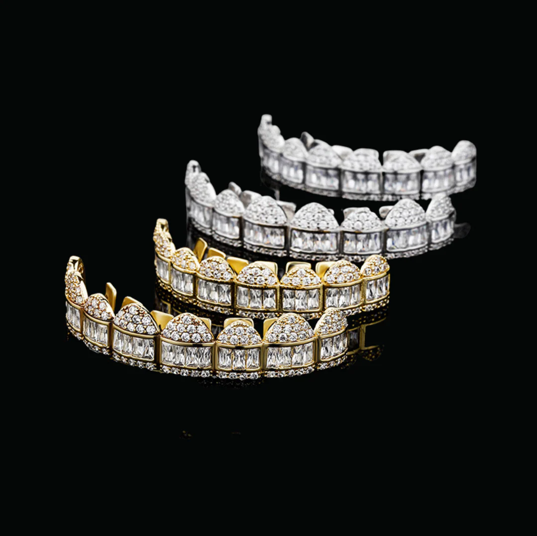 Baguette Paved Setting Iced Out Diamond Grillz - Image 3