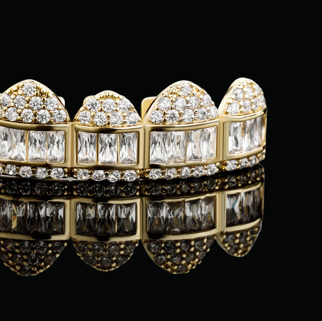 Baguette Paved Setting Iced Out Diamond Grillz - Image 5