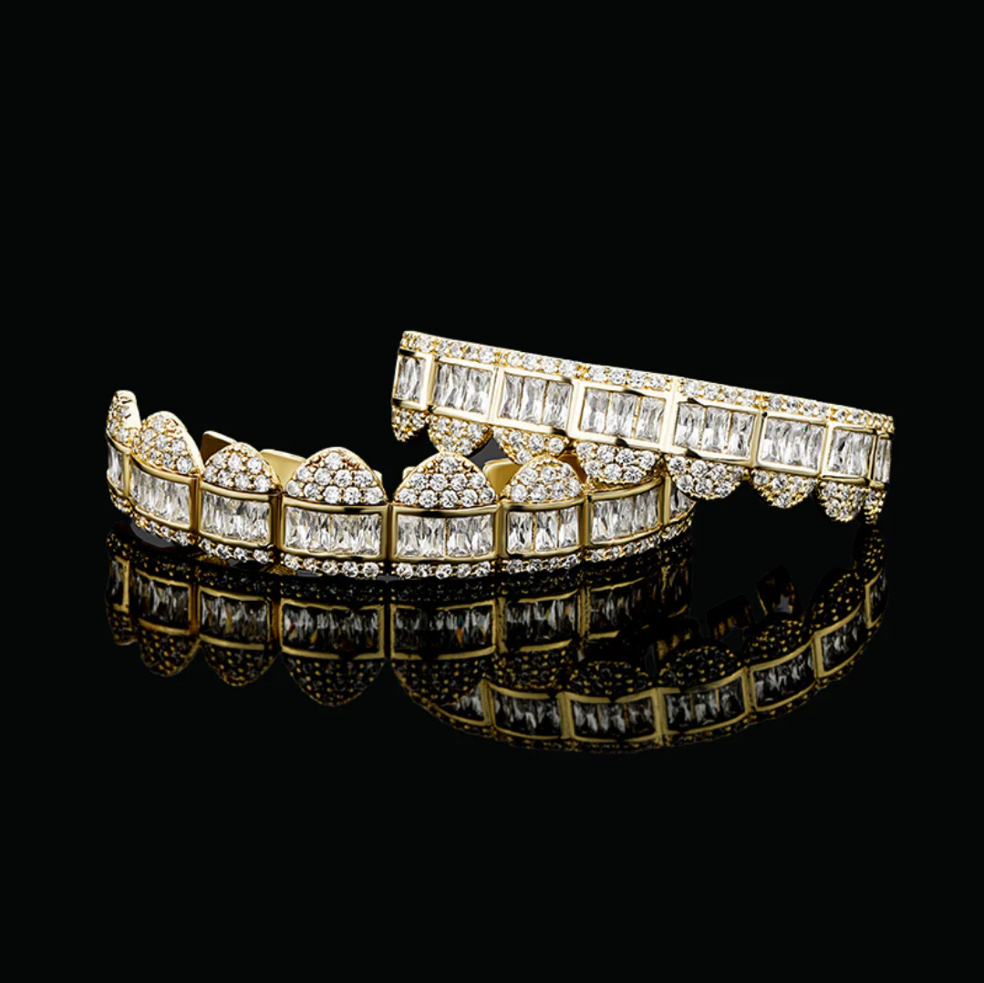 Baguette Paved Setting Iced Out Diamond Grillz - Image 6