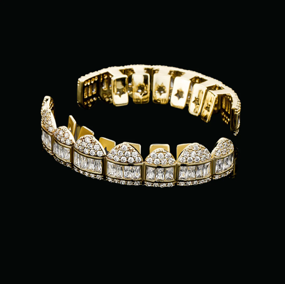 Baguette Paved Setting Iced Out Diamond Grillz - Image 8