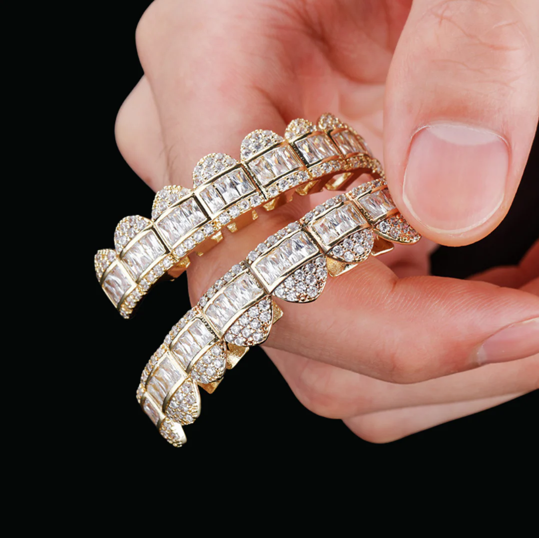 Baguette Paved Setting Iced Out Diamond Grillz - Image 9