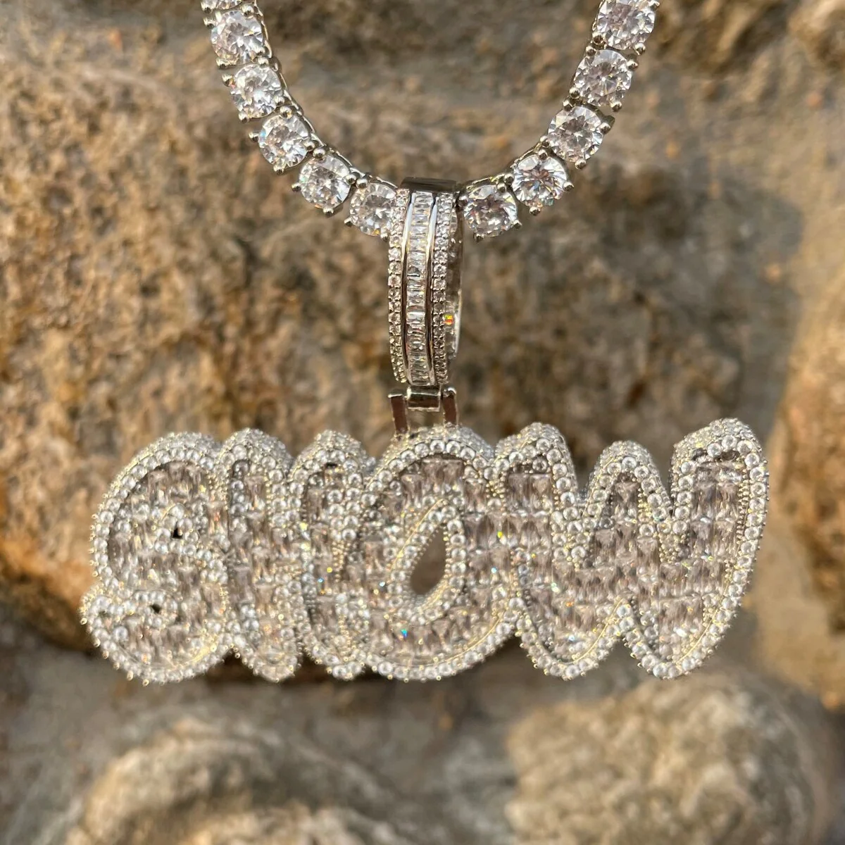 Baguette Shine Iced Out Personalized Custom Name Necklace Pendant - Image 4