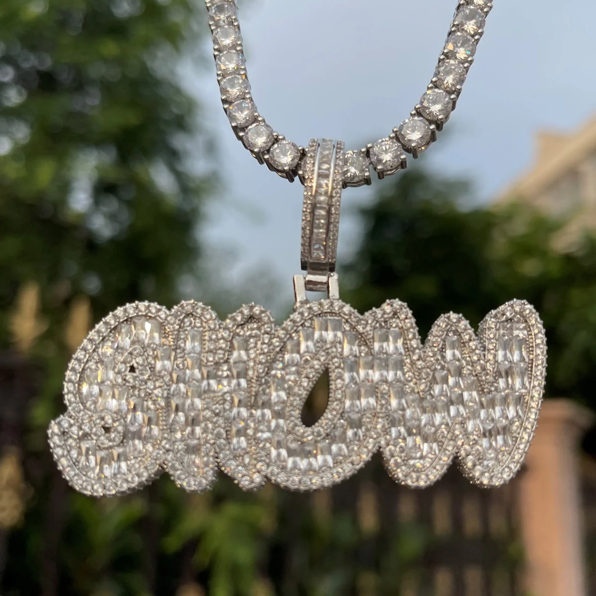 Baguette Shine Iced Out Personalized Custom Name Necklace Pendant - Image 6