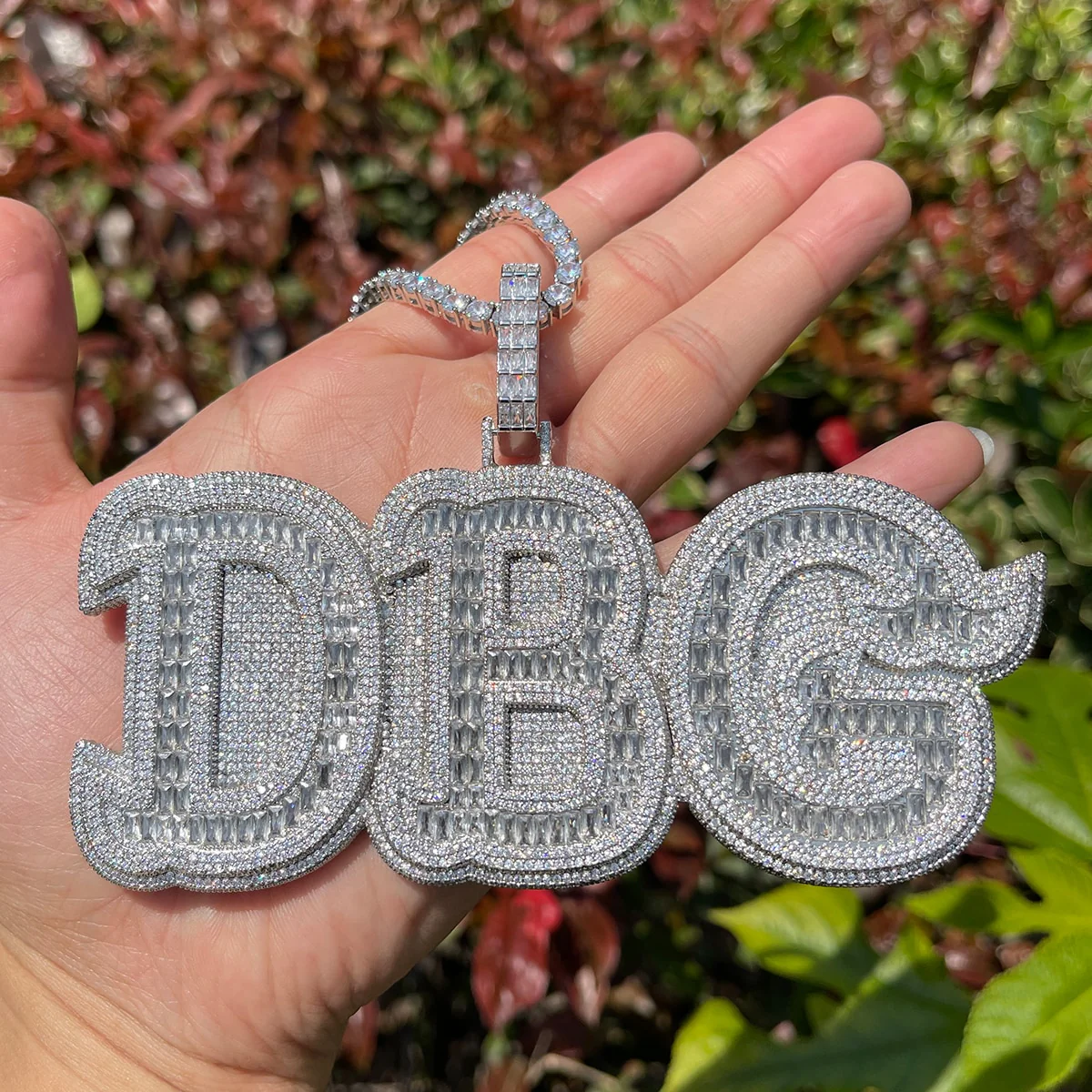 Baguettes n Stones Iced Out Personalized Custom Name Necklace Pendant - Image 4