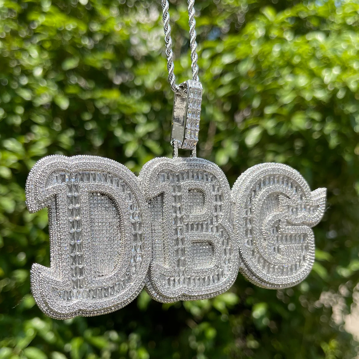 Baguettes n Stones Iced Out Personalized Custom Name Necklace Pendant - Image 6
