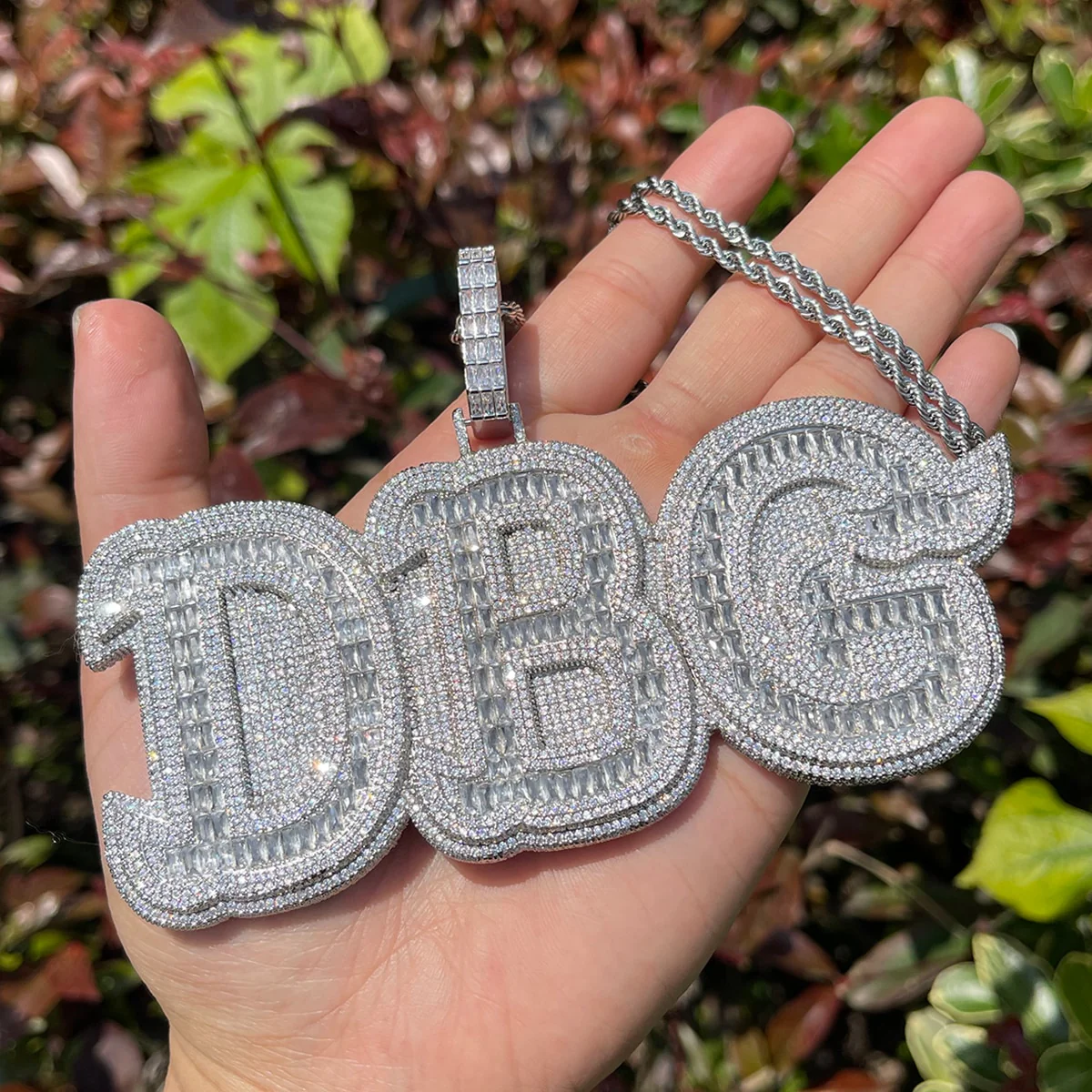 Baguettes n Stones Iced Out Personalized Custom Name Necklace Pendant - Image 7