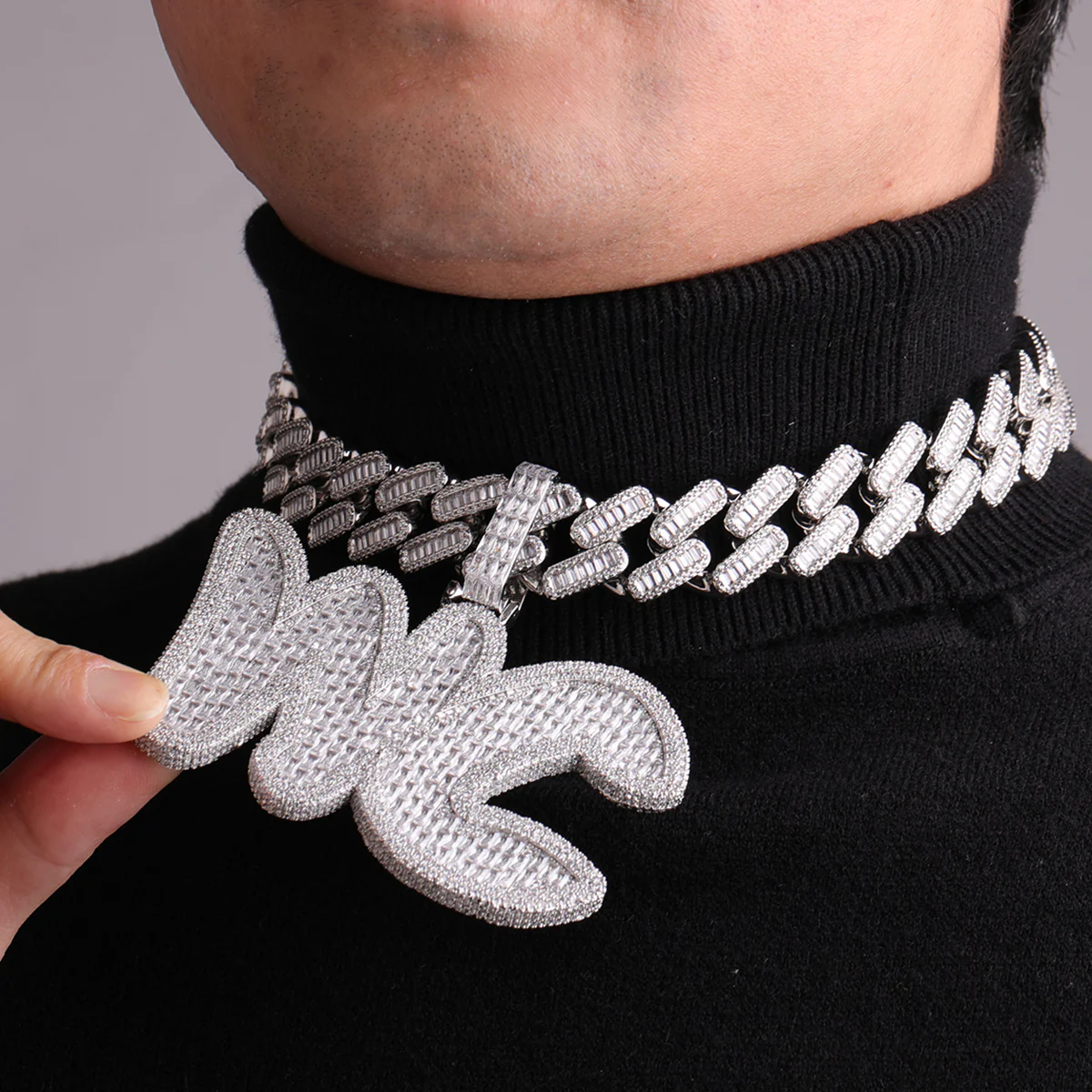 Big Baguette Iced Out Personalized Custom Name Necklace Pendant - Image 11