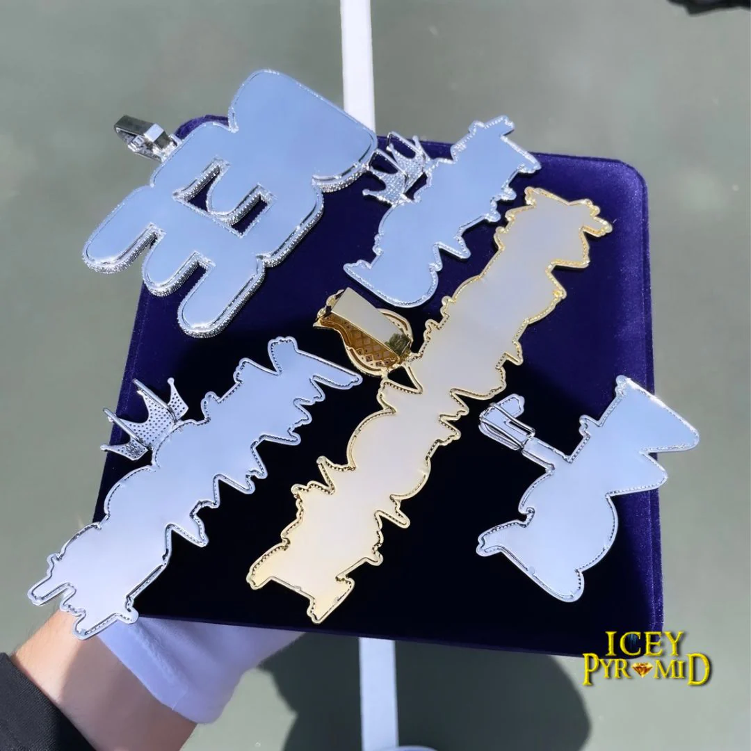 Big Baguette Iced Out Personalized Custom Name Necklace Pendant - Image 14