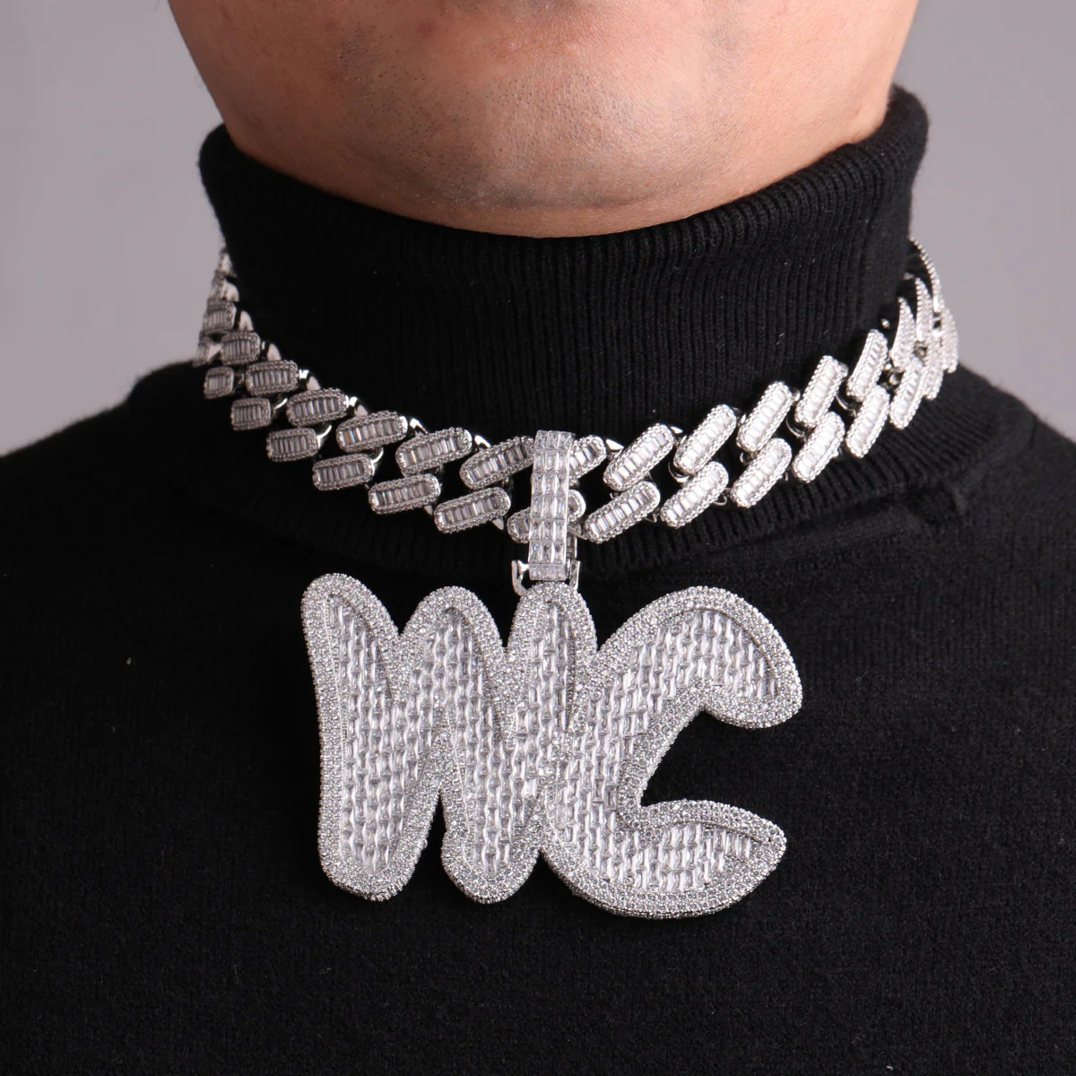 Big Baguette Iced Out Personalized Custom Name Necklace Pendant - Image 3