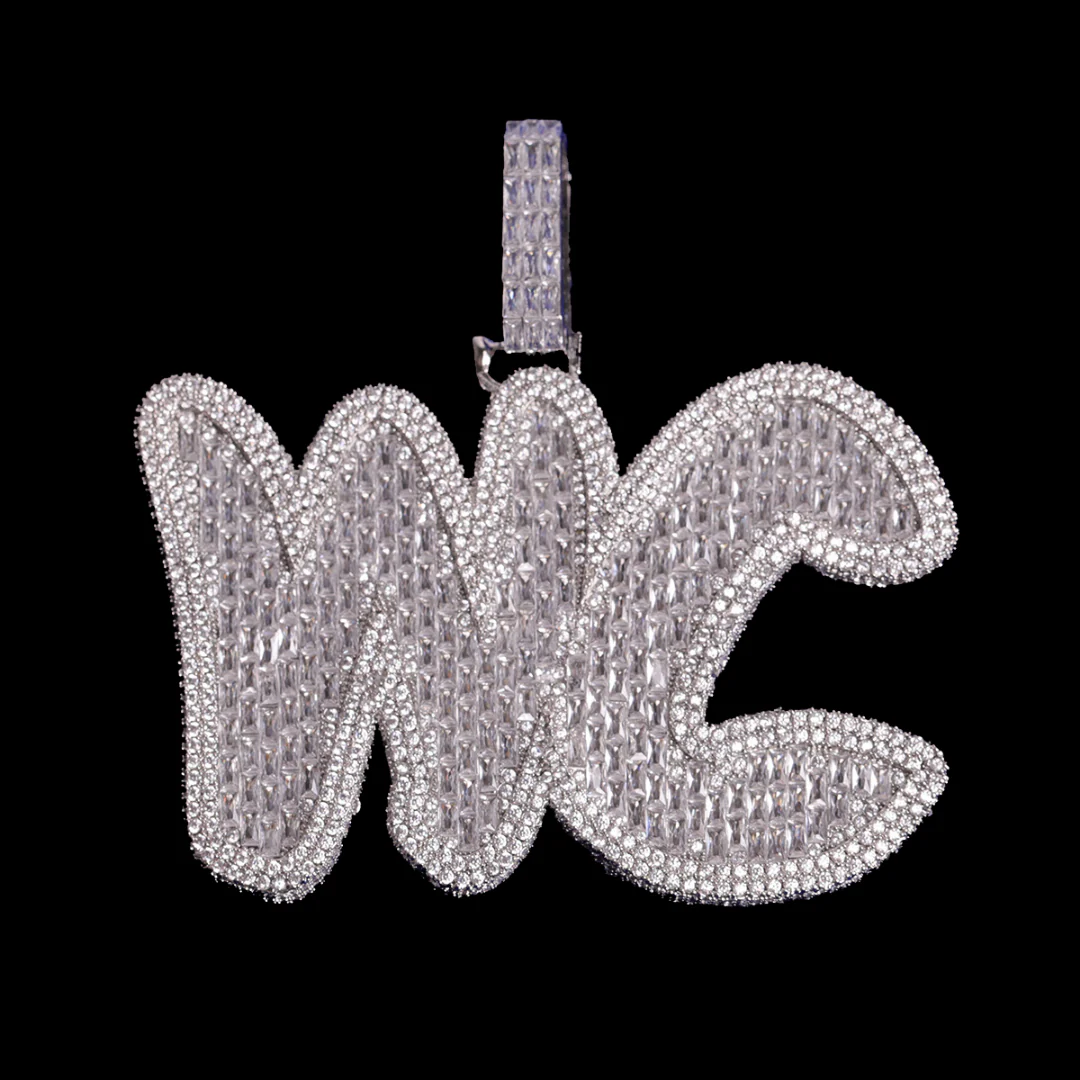 Big Baguette Iced Out Personalized Custom Name Necklace Pendant - Image 4