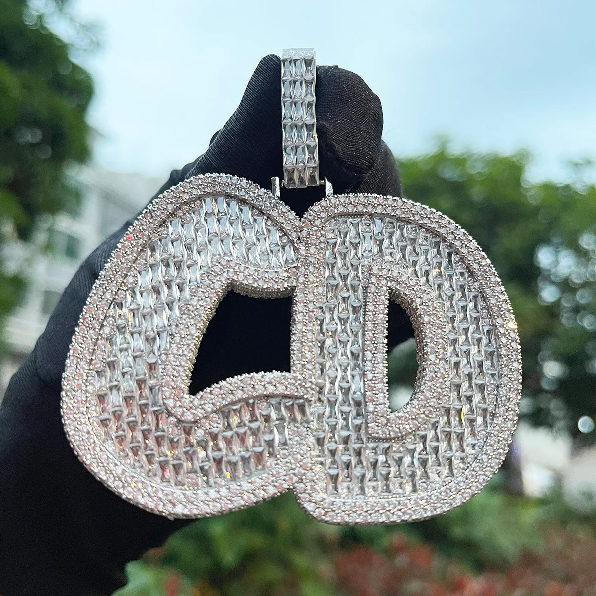 Big Baguette Iced Out Personalized Custom Name Necklace Pendant - Image 5