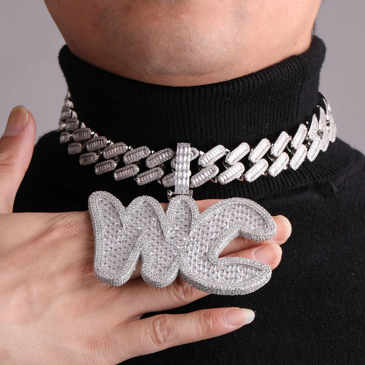 Big Baguette Iced Out Personalized Custom Name Necklace Pendant - Image 6