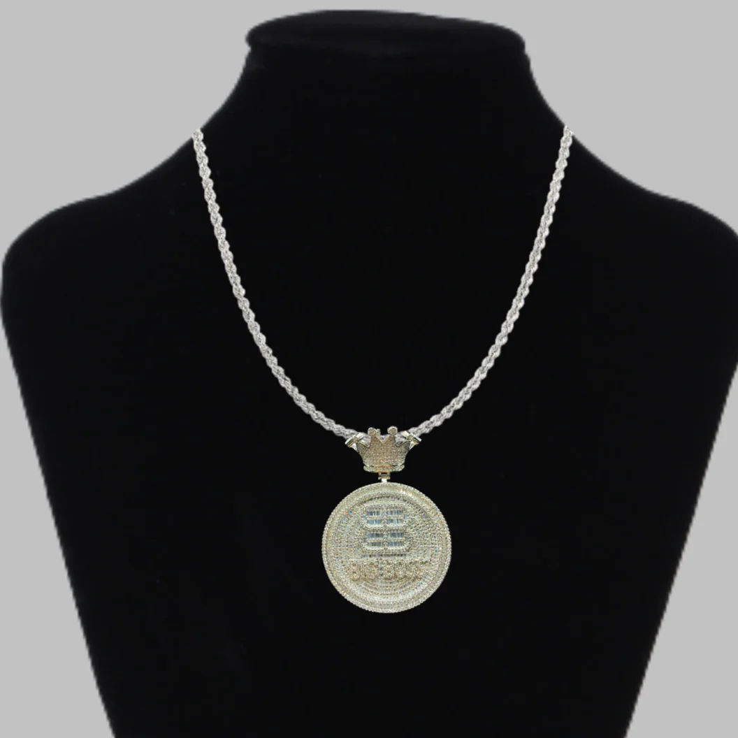 Big Boss Crown Bail Iced Out Letter Diamond Pendant Necklace - Image 2