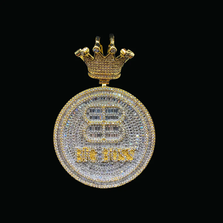 Big Boss Crown Bail Iced Out Letter Diamond Pendant Necklace - Image 3