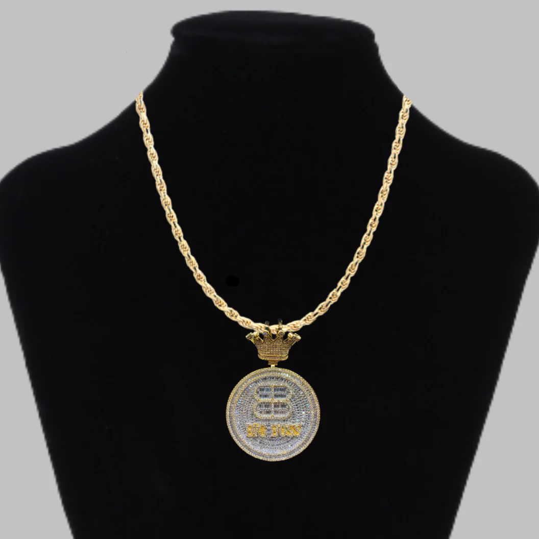 Big Boss Crown Bail Iced Out Letter Diamond Pendant Necklace - Image 4